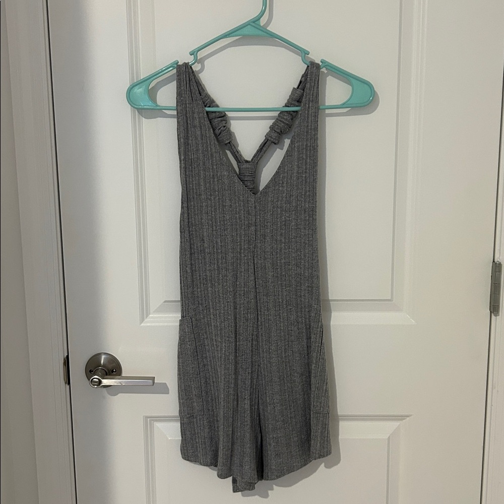 Free People Gray Sleeveless Knit Romper